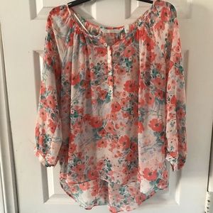 Lauren Conrad 3/4sleeve floral blouse
